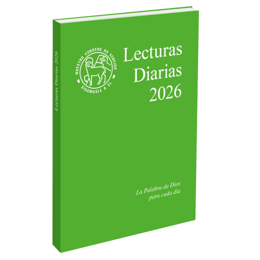 An image of the 2026 Spanish edition of the Moravian Daily Texts. The cover is bright green with white lettering.