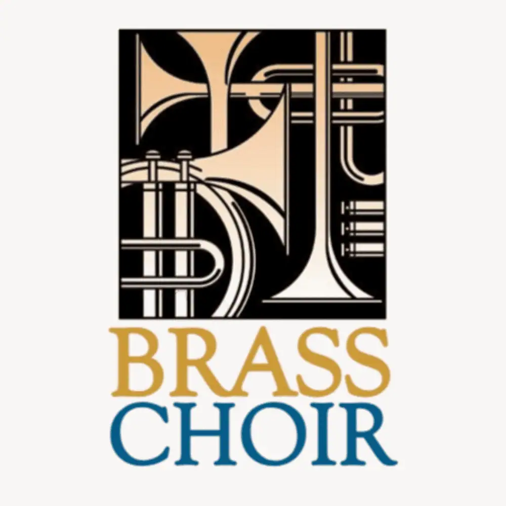 A clip-art image of several brass instruments and the words "Brass Choir".