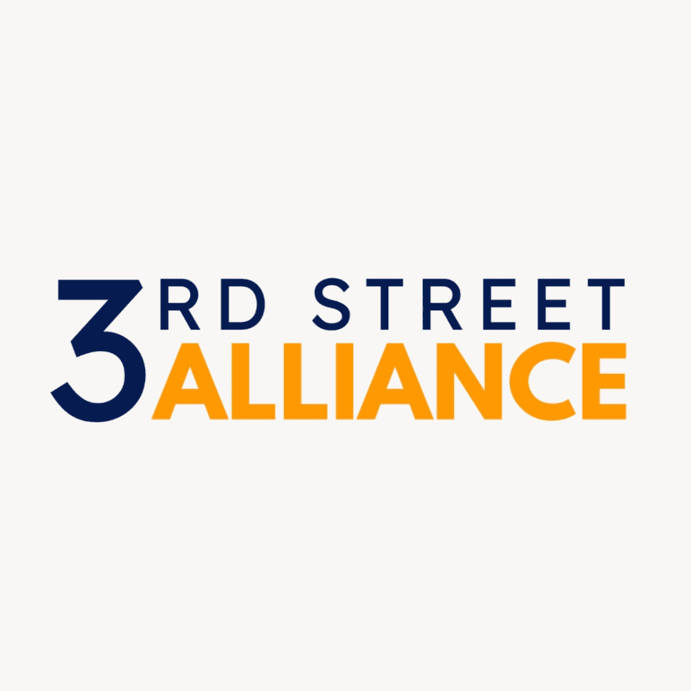 The logo for Third Street Alliance for Women and Children. It reads "3rd Street" using the number in navy blue with the word "Alliance" underneath in orange.